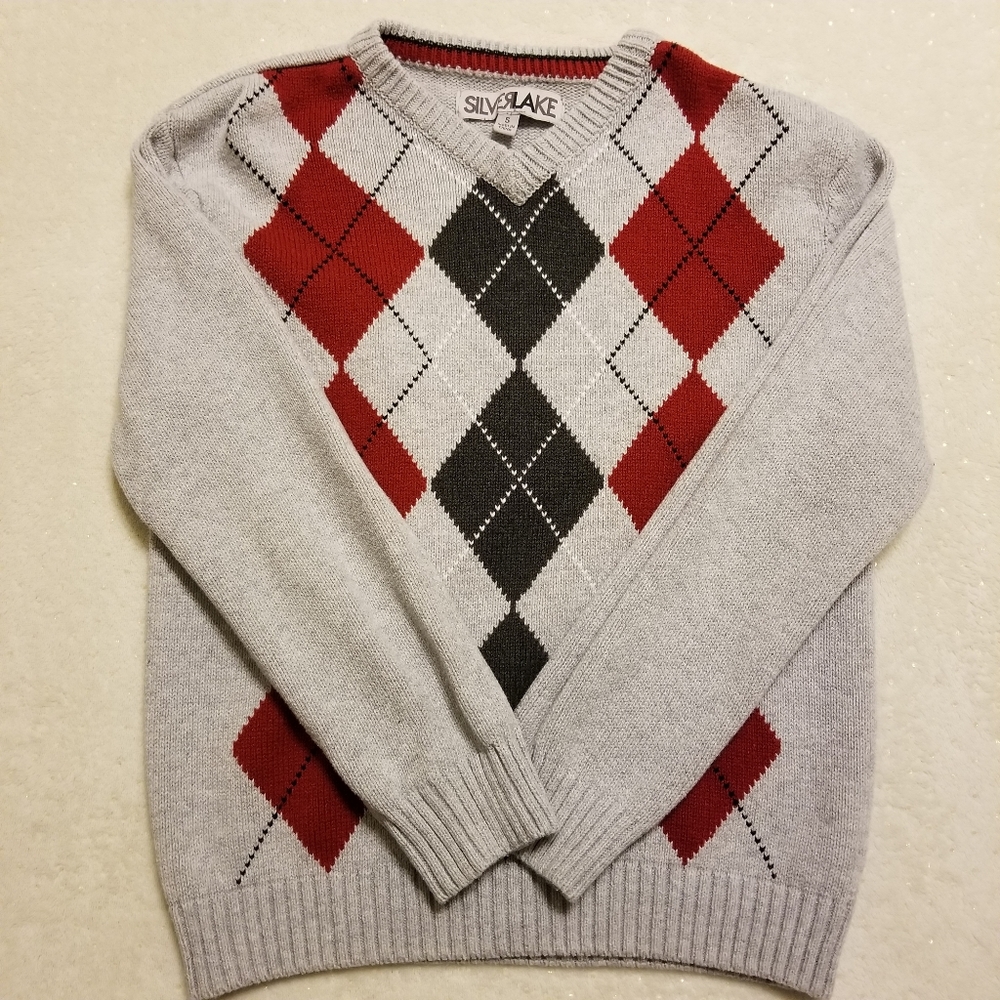Red and Gray Argyle Boy's Dress Sweater